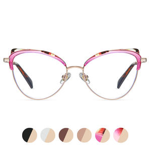 Monture de lunettes ronde pleine monture 87324 avec protection anti-lumière bleue, unisexe, monture en métal TR90 pour usage quotidien - Product Image 5