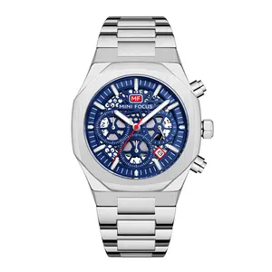 MINI FOCUS 0411 new design steel band man watch zegarki meskie RTS sports mens chronograph waterproof men's wristwatch