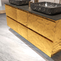 Meuble de salle de bain de luxe doré avec double vasque 48 pouces et plateau intégré