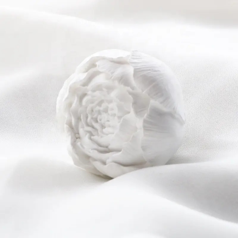 Hoa mẫu đơn trắng hoa hình xe làm mát không khí tự động Vent Clip nước hoa tự nhiên tinh dầu thơm gốm khuếch tán hương thơm