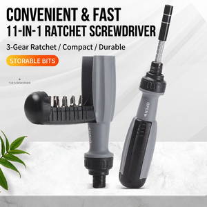 11 In 1 Ratcheting <b>Screwdriver</b> Set With Interchangeable Bits Cross Phillips Head Matte Finish Anti Slip Handle Diy Tools - Product Image 1