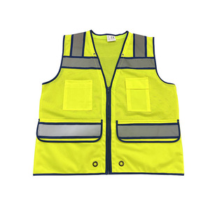 Gilet de sécurité haute visibilité personnalisable 2026, très demandé, avec grandes poches, style zippé à boutons dissimulés, veste de travail en polyester avec support pour logo personnalisé - Product Image 6