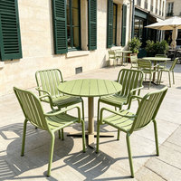 Meubles d'extérieur en aluminium, table pliable verte et chaises empilables, ensemble de bistrot pour jardin, terrasse, café