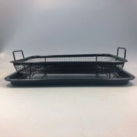 Plateau à légumes en cuivre Plateau de cuisson antiadhésif avec panier à griller à mailles surélevées Ensemble de 2 pièces