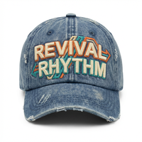 Casquette de baseball unisexe adulte rétro rétrovintage en denim délavé bleu vieilli à 6 panneaux