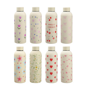 Botella de Agua Aislada de Acero Inoxidable Marca Key, 500 ml, Diseño Floral, Botella Deportiva Portátil para Uso en Exteriores - Product Image 5