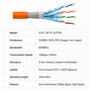 <span class=keywords><strong>Cable</strong></span> <span class=keywords><strong>de</strong></span> comunicación Cat <span class=keywords><strong>7</strong></span> Ethernet para interiores, con conductor sólido, blindado, <span class=keywords><strong>de</strong></span> 8 conductores, <span class=keywords><strong>de</strong></span> cobre sólido OFC - Product Image 5