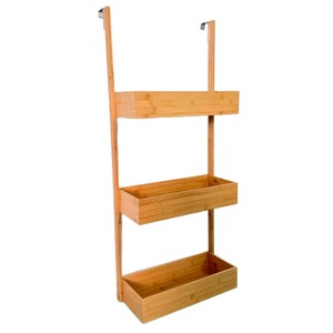 Bamboo Hanging <b>Door</b> Storage Rack Multi Layer Rectangular Hook Type Organizer For Bathroom And Closet - Product Image 2