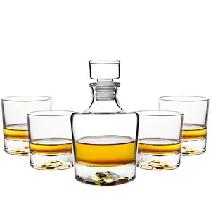 Ice Mountain-Juego de decantador de whisky Bourbon de vidrio antiguo, doble, con caja de regalo