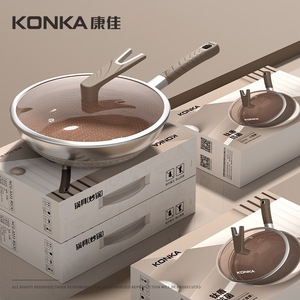 Konka Titanium Shield Wok 316 Stainless Steel Non-Stick Frying Pan With Lid For Cooking - Product Image 3