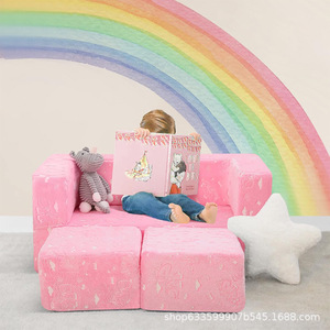 Giving Tree <b>Kids</b> <b>Sofa</b> Foldable Pink With Star Pillow For Children's Room - Product Image 1