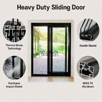 Elegante Puerta Corredera de Aluminio para Patio, Impermeable, con Rotura de Puente Térmico, Puerta Corredera Exterior de Vidrio para Pérgola