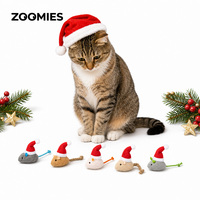 Mainan Tikus Natal Grosir dengan Catnip, Boneka Lembut Interaktif untuk Kucing, Dilengkapi Ekor Tali