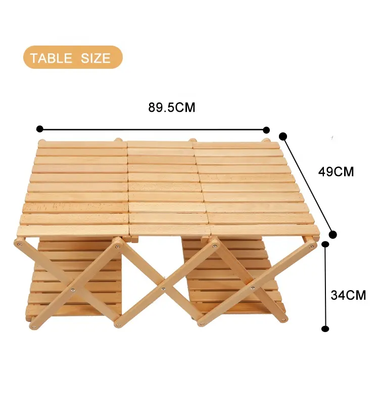 Multi-Layer Rack Folding Wooden Camping Picnic Garden Outdoor Shelf Folding Camping Table