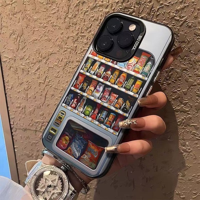 Chips Vending Machine-Style Animal Design PC Material Matte Finish Shockproof Mobile Phone Case for 17/16 Pro Max