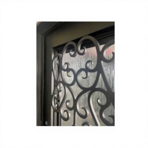 The Retro Villa Has a Curved Entrance <strong>Door</strong> With square windows on Top and a Double Leaf Wrought Iron Entrance Front <strong>Door</strong> - Product Image 3