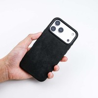 Étui de téléphone en cuir véritable Alcantara rose pour client, avec aimant puissant, pour iPhone 17 Air 18 Pro Max