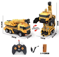 2in1 Mainan Anak Remote Control Truk Pemadam Kebakaran Robot Elektrik Semprot Air, Mobil Deformasi Satu Tombol