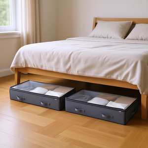 Cajas de Almacenamiento Apilables Debajo de la Cama, 90L, Tapa Transparente, Organizador de Tela para Zapatos y Ropa, Diseño Rectangular, Paquete de 6, Duradero para el Hogar - Product Image 2