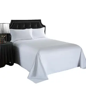 Luxury 5-Star Hotel Bedding Sets 200TC 100% Cotton Plain Style For Adults Luxury Hotel Linen Supply Flat Sheet"