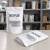 Sachet Doypack refermable personnalisé à faible MOQ, blanc mat, de qualité alimentaire, avec fenêtre transparente pour snacks, pochette verticale