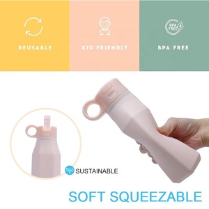 ขวดน้ำซิลิโคนสำหรับเล่นกีฬาขนาด 350 มล. ปราศจากสาร BPA ขวดน้ำสำหรับเด็ก ขวดน้ำซิลิโคนสำหรับเดินทางและเล่นกีฬา - Product Image 4