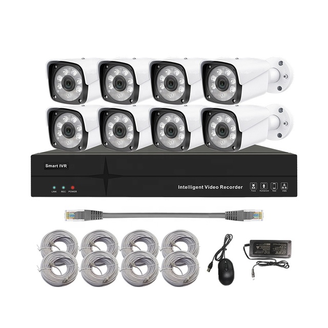 H.265 4MP 5MP 8MP 4K 8 Channel AI Smart HD IP PoE Camera NVR Kit Home Security CCTV Camera System