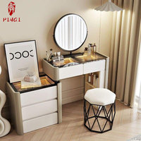Coiffeuse Intelligente Bestseller avec Lumière Ambiante, Armoire de Rangement de Chevet Intégrée, Moderne et Compacte pour Chambre