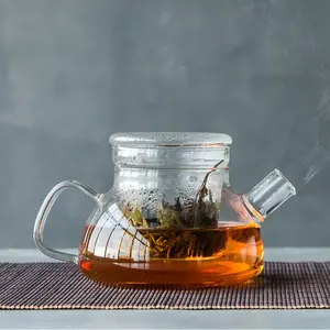 600ML Glas Tee Topf, Tee Wasserkocher mit Glas Filter, Borosilikat Pyrex Teekanne
