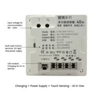 Interrupteur mural pour chambre d'hôtel, design minimaliste moderne avec commande tactile, port de charge USB Type-C 40W