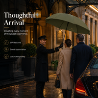 Parapluie droit grand format 25 pouces à ouverture automatique, résistant au vent, avec armature en fibre de verre, idéal comme cadeau de bienvenue pour les clients VIP des hôtels de luxe
