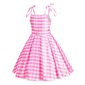 Halloween <strong>Barbie</strong> Movie Inspired Cosplay Dress Western <strong>Barbie</strong> Style Pink Spaghetti Strap Dress for Girls Kids Party Costume - Product Image 2
