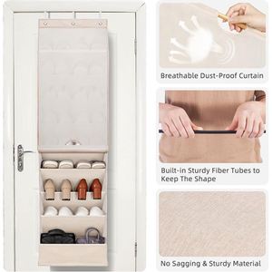 Organizador de Zapatos Colgante de 5 Niveles, Multifuncional, Bolsas de Almacenamiento de Melamina, Instalación Tipo Soporte, Diseño Rectangular Plegable - Product Image 5