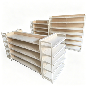 Étagère de présentation double face en métal durable pour supermarché, capacité de charge élevée, étagère de vente au détail, support de présentation avec revêtement en poudre - Product Image 1