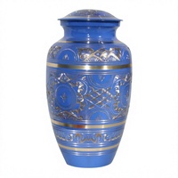 Urne funéraire de style arabe bleue, taille adulte, design personnalisable, souvenir pour cendres, urnes pour adultes, urne commémorative en laiton faite à la main
