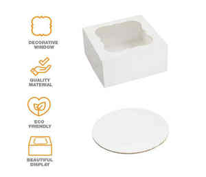 Atacado Pink White Foil Especificações <span class=keywords><strong>Cardboard</strong></span> Cup Cake Box UV Transparente Paper Cake Box Padaria Cookies Embalagem Artesanato - Product Image 3