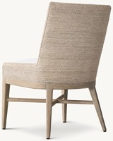Chaises de salle à manger d'appoint de luxe modernes en bois massif avec accoudoirs en jonc de mer et housse