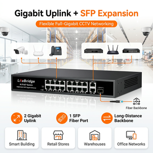 Ai สมาร์ทพอร์ต16กิกะบิต POE 2 Ge Uplink 1 SFP 300W Watchdog รีสตาร์ทสวิตช์ VLAN POE 250M สำหรับกล้องวงจรปิด IP NVR - Product Image 6