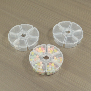 Round 6-Compartment Transparent Plastic Jewelry Storage Box For Beads Earrings Fishhook Parts Desktop Organizer 10.3cm - Product Image 3