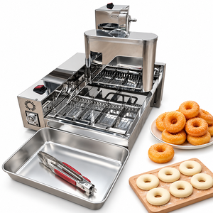 Máquina automática de donas de 4 filas, dosificadora de masa, alta productividad, cinta transportadora, calentamiento eléctrico, formadora, para tiendas de snacks y fábricas de alimentos. - Product Image 1