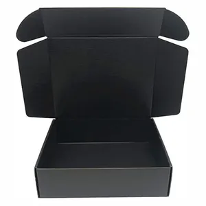 Caja de papel corrugado con logotipo impreso personalizado, color negro de alta calidad, oferta