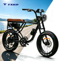 Vélo électrique TXED en promotion, double siège, moteur arrière 48V 250W, 7 vitesses, pneus larges 20 pouces, pour deux cyclistes, vélo de montagne électrique de tourisme
