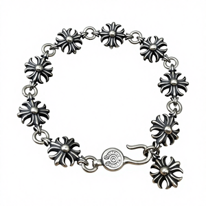 Bracciale con ciondolo a croce e dado in stile punk vintage, placcato spesso, per <span class=keywords><strong>uomo</strong></span> e donna, design classico - Product Image 4