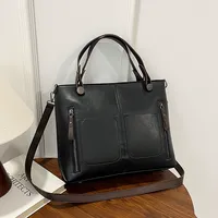 Tas Tote kapasitas besar wanita, tas bahu tunggal mode Eropa dan Amerika, tas Tote Retro untuk wanita, tas selempang sederhana