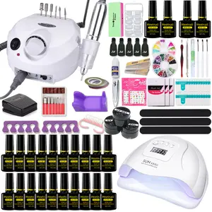 Gel Nail Polish Kit With UV Light 110W Nail Dryer Lamp Pink Brown Nude Gel Nail Polish Set Soak Off Base And Top Coat