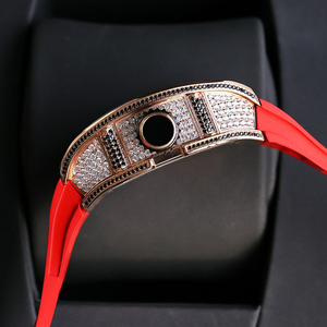 Montre de luxe pour homme, mécanique squelette, plaquée or rose, avec tourbillon et diamants de qualité supérieure en forme de barillet, durable - Product Image 2