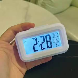 Smart Digital Alarm <strong>Clock</strong> Black White LCD <strong>Display</strong> with Temperature Calendar Timer <strong>Led</strong> Light for Bedroom Office (Without Battery) - Product Image 5