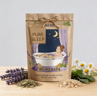 Sachet de thé de bain botanique PURE SLEEP |   Bain relaxant de nuit à la lavande, à la camomille, à la mélisse et aux flocons d'avoine, emballage en papier artisanal
