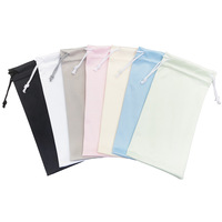 Pochette rectangulaire en microfibre pour lunettes, couleur unie, avec cordon de serrage, sac de rangement pour lunettes de soleil, vente en gros, étui en tissu pour lunettes