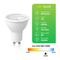 Bombilla LED GU10 de Larga Duración 25,000H, 7W, 630lm, 6000K, 38 °   Luz LED Retro IC-DOB de 165-265V para Museos y Galerías